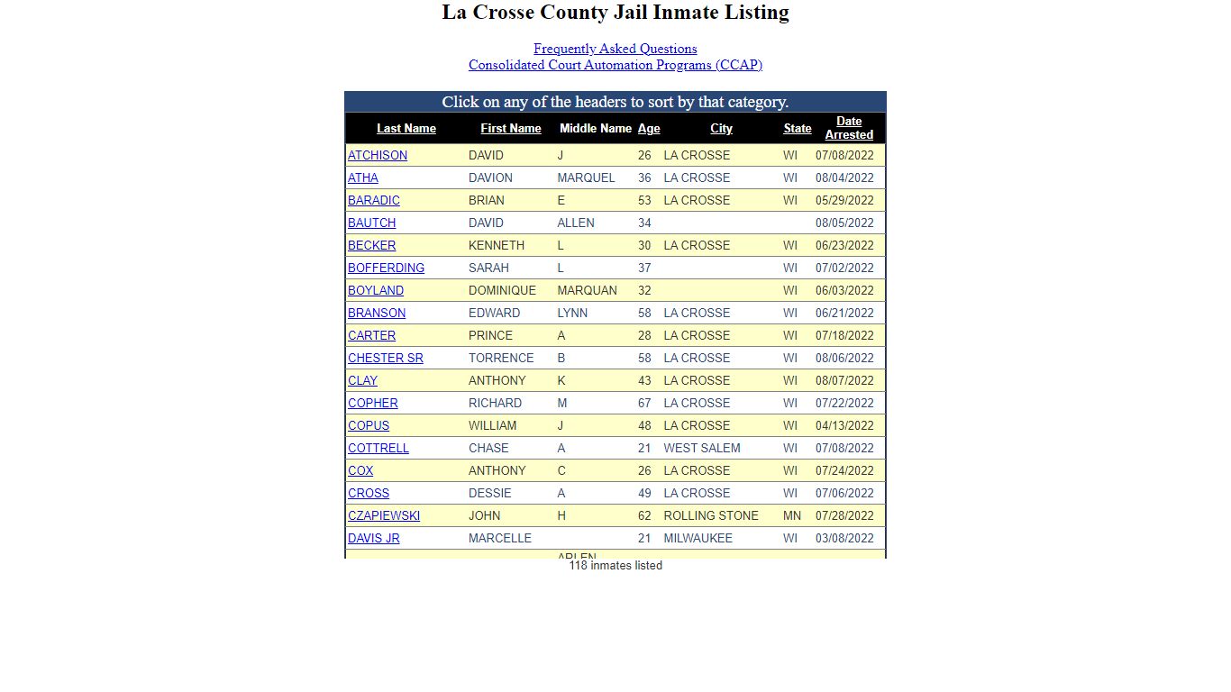 Inmate Locater-Version: 2021.9.14.0 - La Crosse County ...